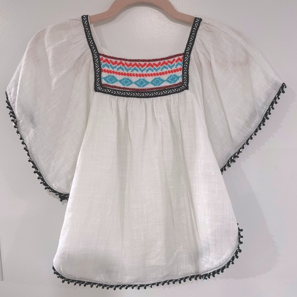 Cat & Jack Other - Cat & Jack Girls Sz L (10/12) White Boho Embroidered Top 100% Cotton